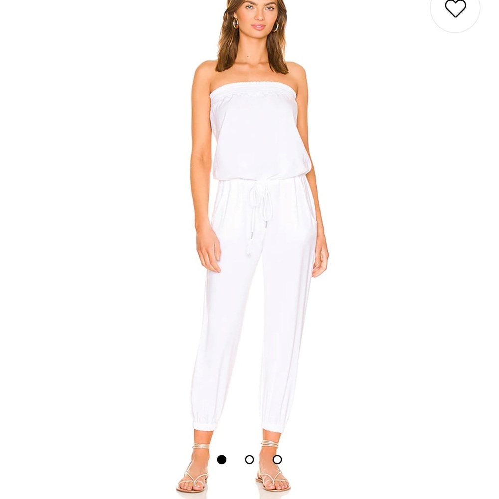 Bobi Draped Modal Jersey Jumpsuit in White